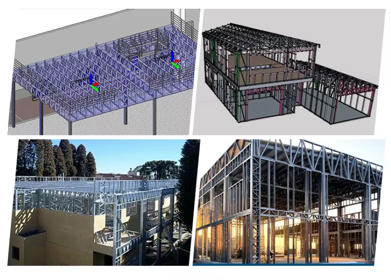 Installed steel studs demonstrating real-world application in building construction